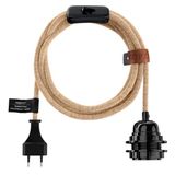 Hanging lights - Bala suspension lamp -Black socket 4.5m natural woven cord - String - HOOPZÏ
