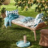 Lawn sofas - Synthetic Wicker and Natural Steel Daybed Bench - CFOC