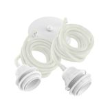 Hanging lights - Hang-2 Suspension French Linen Ceiling Lamp - 2 Wire 2.50m - White Headlamp and Socket - HOOPZÏ