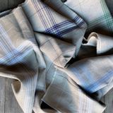 Table linen - Patchwork multiline tablecloth, 100% linen natural base - ENSEMBLE