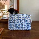 Clutches - Nadja Blue and White Flower Toiletry Bag - TERRE AMBRÉE