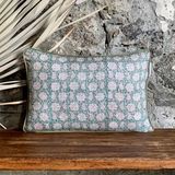 Fabric cushions - Lakhi Pink and Green Flower Cushion Cover - TERRE AMBRÉE