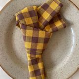 Napkins - Serviette de table vichy, ocre, 100 % coton - ENSEMBLE