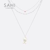 Jewelry - SAHI STACKED CHAIN BEAR PENDANT CHARM NECKLACE - SAHI LONDON