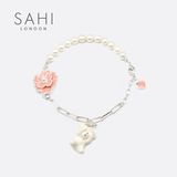 Jewelry - SAHI GOLD ENAMELED PEARL BEAR CHAIN BRACELET - SAHI LONDON