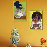 Objets personnalisables - TABLEAU : TISSUS & PEINTURE LES COPINES - CHACHA.ARTDECO