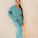 Sleepwear - Cotton Pyjamas in Teal Checkerboard - TBCO