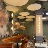 Acoustic solutions - Upholstered round acoustic island - ABSOTEC ABSORCIÓN ACÚSTICA