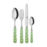 Ménagères - Set de 4 couverts de table - Pois Blanc, Vert jardin - SABRE PARIS