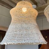 Office design and planning - Dentelles de MALINES light, all in freshness made of hemp. Height 92cm Diameter 80cm delivered with electric mount - ADELE VAHN