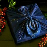 Other Christmas decorations - 100% Cotton Satin Reusable Gift Wrap Gift Wrap Furoshiki 'Fairy Night No. 22' - Size M 55x55cm - CARÉDEAU PAPIER CADEAU RÉUTILISABLE