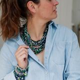 Bijoux - Collier bracelet Rocailles - Porcelaines au choix - Coloris au choix - MARGOTE CERAMISTE
