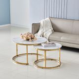 Tables basses - TABLE BASSE RONDE EN MARBRE BLANC - GIGOGNE - EURODESIGN FRANCE