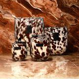 Objets de décoration - Bougie blanche brune tachetée en forme de tonneau - OSCAR LUXURY CANDLES