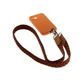Petite maroquinerie - Lanière de téléphone tressée orange marron - VERTICAL L ACCESSOIRE