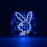 Objets de décoration - Boîte à néon en acrylique 'Bunny' avec paillettes - Locomocean x PLAYBOY - Bleu - LOCOMOCEAN