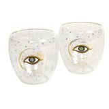Glass - Evil Eye Double Walled Glass Cups Without Handles - SOKA DESIGN STUDIO TABLEWARE