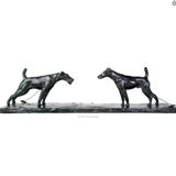 Sculptures, statuettes et miniatures - Deux fox au piquet de Léon Danchin - FONDERIE DE BRONZE LAURAGAISE
