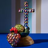 Christmas garlands and baubles - Mexican Cross object with acrylic stand - SOKA DESIGN STUDIO TABLEWARE