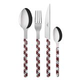 Ménagères - Set de 4 couverts de table - Bistrot Tartan, Blanc - SABRE PARIS