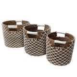 Baskets - Set of 3 paper baskets in abaca (Bali) - S89 - BALINAISA
