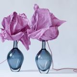 Verre d'art - Lampes jumelles anthracite - MARINA BLANCA