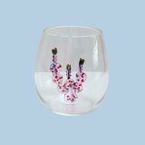 Glass - MEXICAN TUMBLER WITH CACTUS INSIDE PURPLE COLOUR - SOKA DESIGN STUDIO TABLEWARE