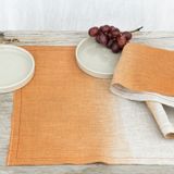 Linge de table textile - Napperon et serviette en lin beige et brique - ATELIER 99