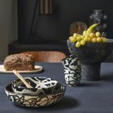 Bowls - Arty Bowl Black/Ecru Background Ø15 Cm/H 6 Cm - HOMATA