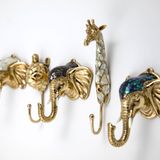 Decorative objects - Giraffe coat hook in recycled brass and natural mother-of-pearl - WILD BY MOSAIC