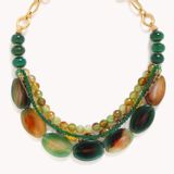 Jewelry - 4 rows plastron necklace - Agata Verde - NATURE BIJOUX