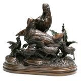 Sculptures, statuettes et miniatures - Famille de Bécasses de Alfred Dubucand - FONDERIE DE BRONZE LAURAGAISE