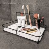 Accessoires à poser - Porte brosse à dents maquillage en pierre absorbante anti odeur noir or marbre jaune vert Audia - OSNA