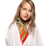 Scarves - Embroidery green twilly - HELLEN VAN BERKEL HEARTMADE PRINTS