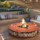 Coffee tables - Circle 200 Fire Table - Fireplace and Log Organizer - AC242