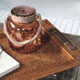 Trays - Oakkan rectangular tray, leather inserts - PAGAN