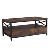 Coffee tables - Vibois wooden coffee table - rustic brown - VIBORR