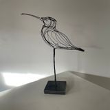 Pièces uniques - Sculpture fil acier dans le volume d'un oiseau "Courlis cendré" - FABIENNE QUENARD ATELIER ARC EN LUNE