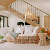 Sofas - LULLI - Designer rattan bench with 1 large cushion and 3 small cushions - HYDILE