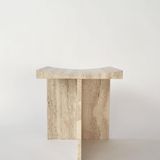 Stools - Thebes - Roman Travertine Stool- Designed by McGannon Saad - PISTORE MARMI