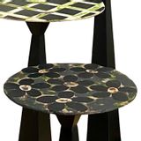 Other tables - Round table in natural slate, flower pattern, DAISY, H 53 D 40cm, - LE TRÈFLE BLEU