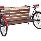 Benches - Wood And Metal Bicycle Bench - GRAND DÉCOR