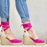 Chaussures - SOLDES-Espadrilles compensées en daim fuchsia - ATELIER COSTÀ