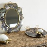 Mirrors - Flower mirror natural mother-of-pearl and recycled brass - WILD BY MOSAIC