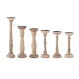 Candlesticks and candle holders - Carola Candle Holder, Nature, Reclaimed Wood Set of 6 - CREATIVE COLLECTION