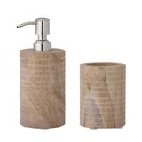 Washbasins - Ciro Soap Dispenser Set, Nature, Sandstone Set of 2 - BLOOMINGVILLE
