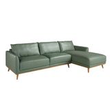 Sofas - Right chaise longue sofa in green leather - ANGEL CERDÁ