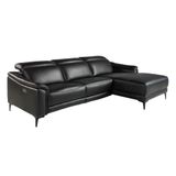 Sofas - Right chaise longue relaxation sofa in black leather - ANGEL CERDÁ