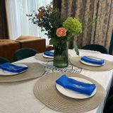 Napkins - Blue linen napkins with embroidery - Wheat - GOLIUK