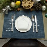 Sets de table - Set de table bleu foncé avec sapin de Noël argenté », lot de 2 - HYA CONCEPT STORE